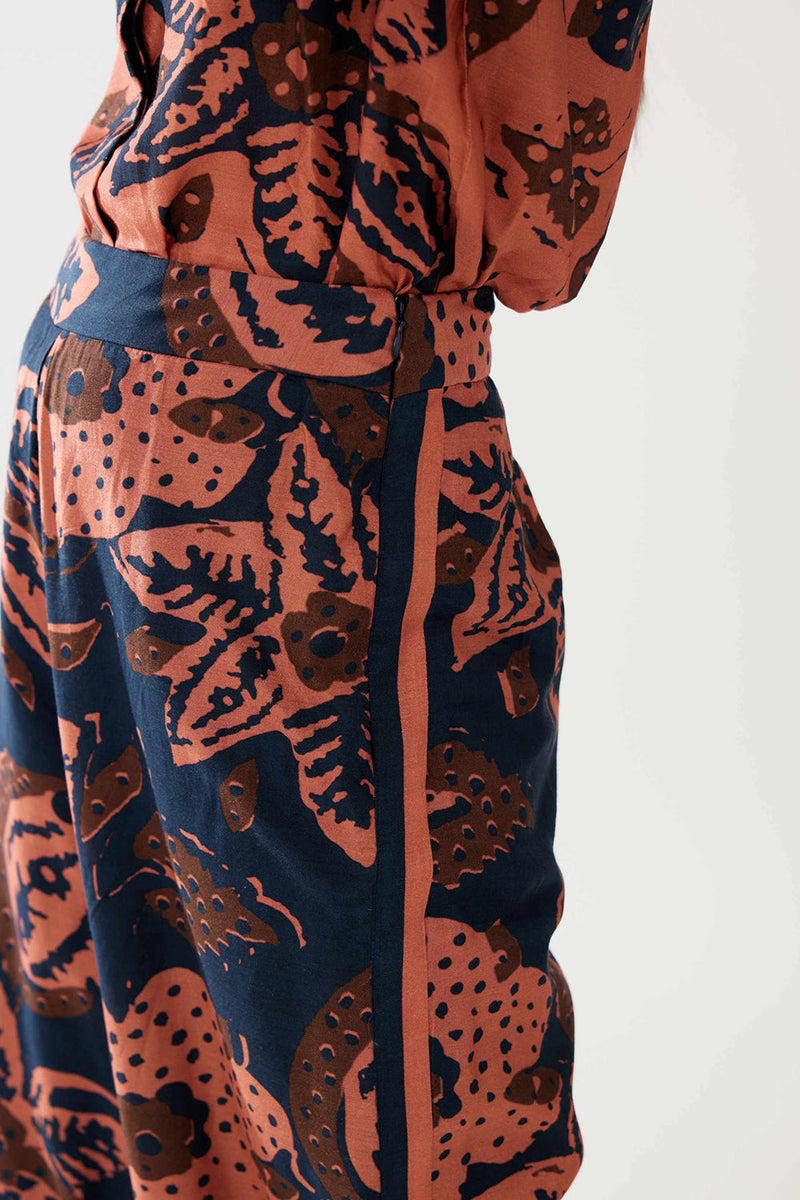 Dark Blue and Pink Floral Pants