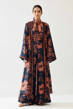 Dark Blue and Pink Floral Cape