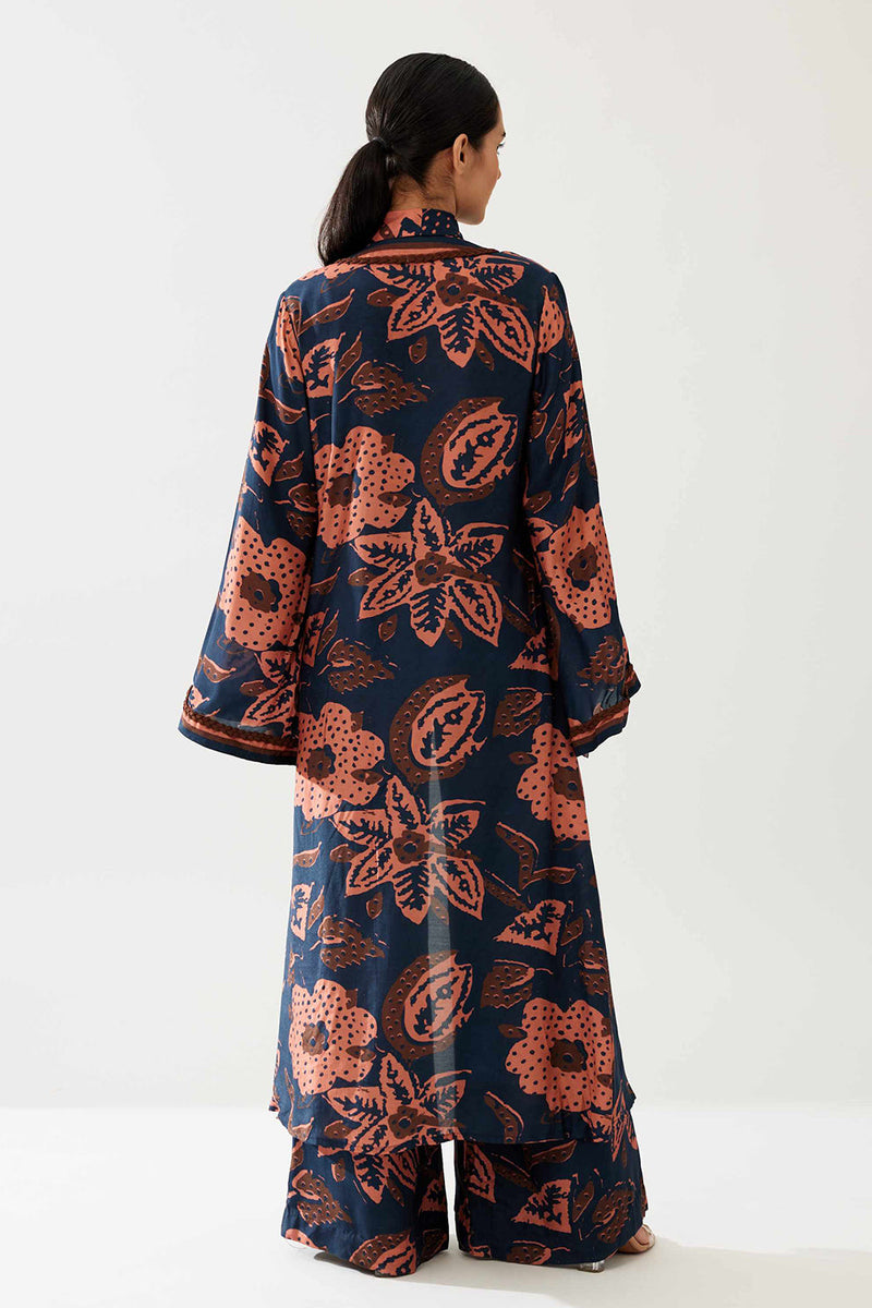 Dark Blue and Pink Floral Cape