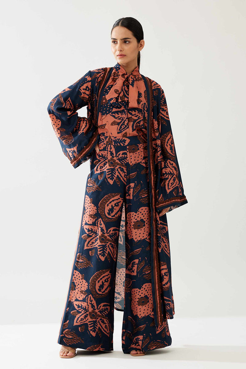 Dark Blue and Pink Floral Cape