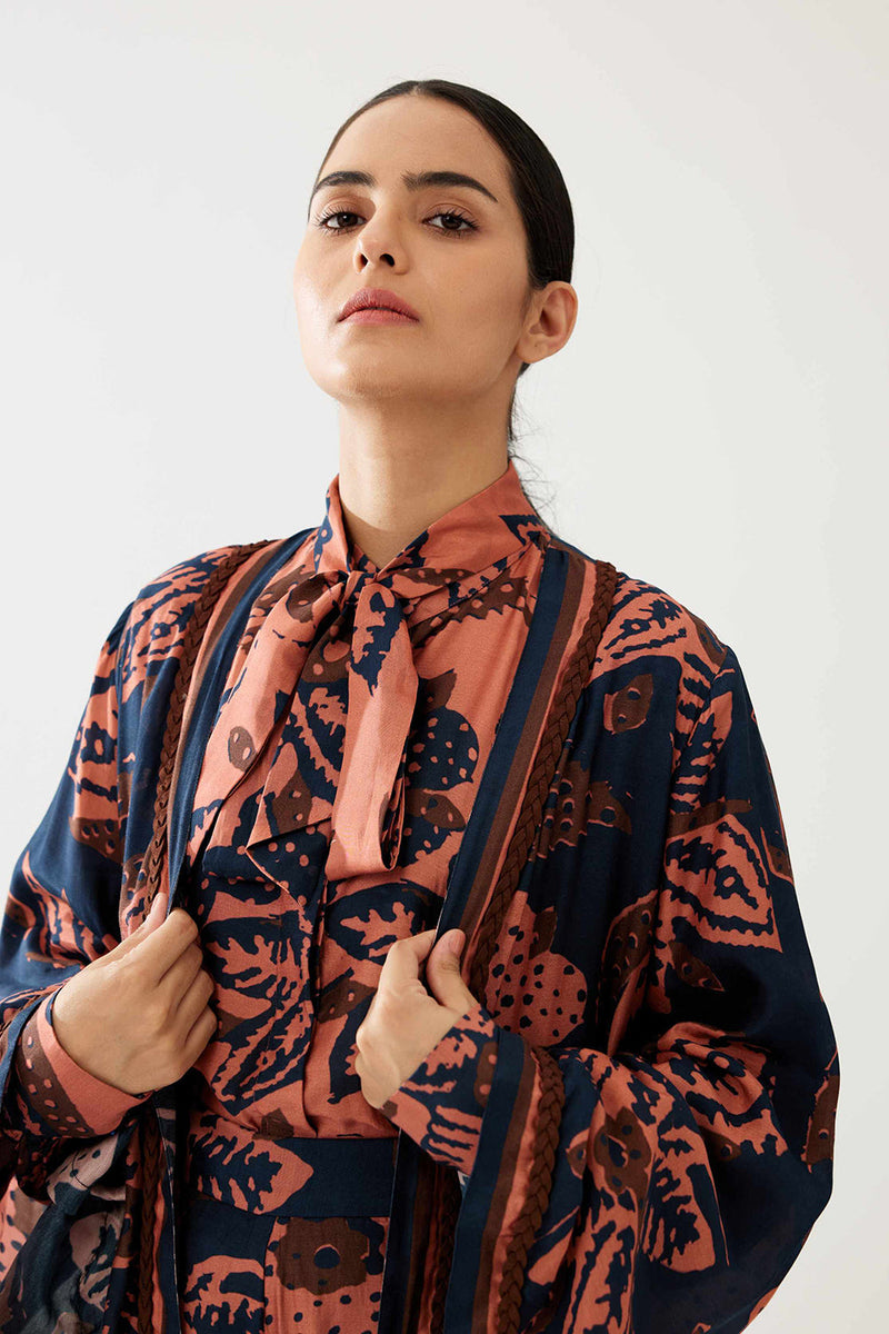 Dark Blue and Pink Floral Cape
