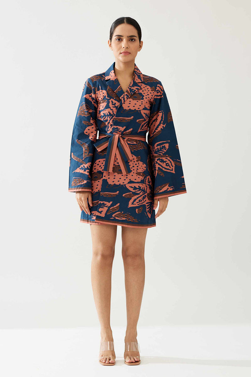 Dark Blue and Pink Floral Jacket