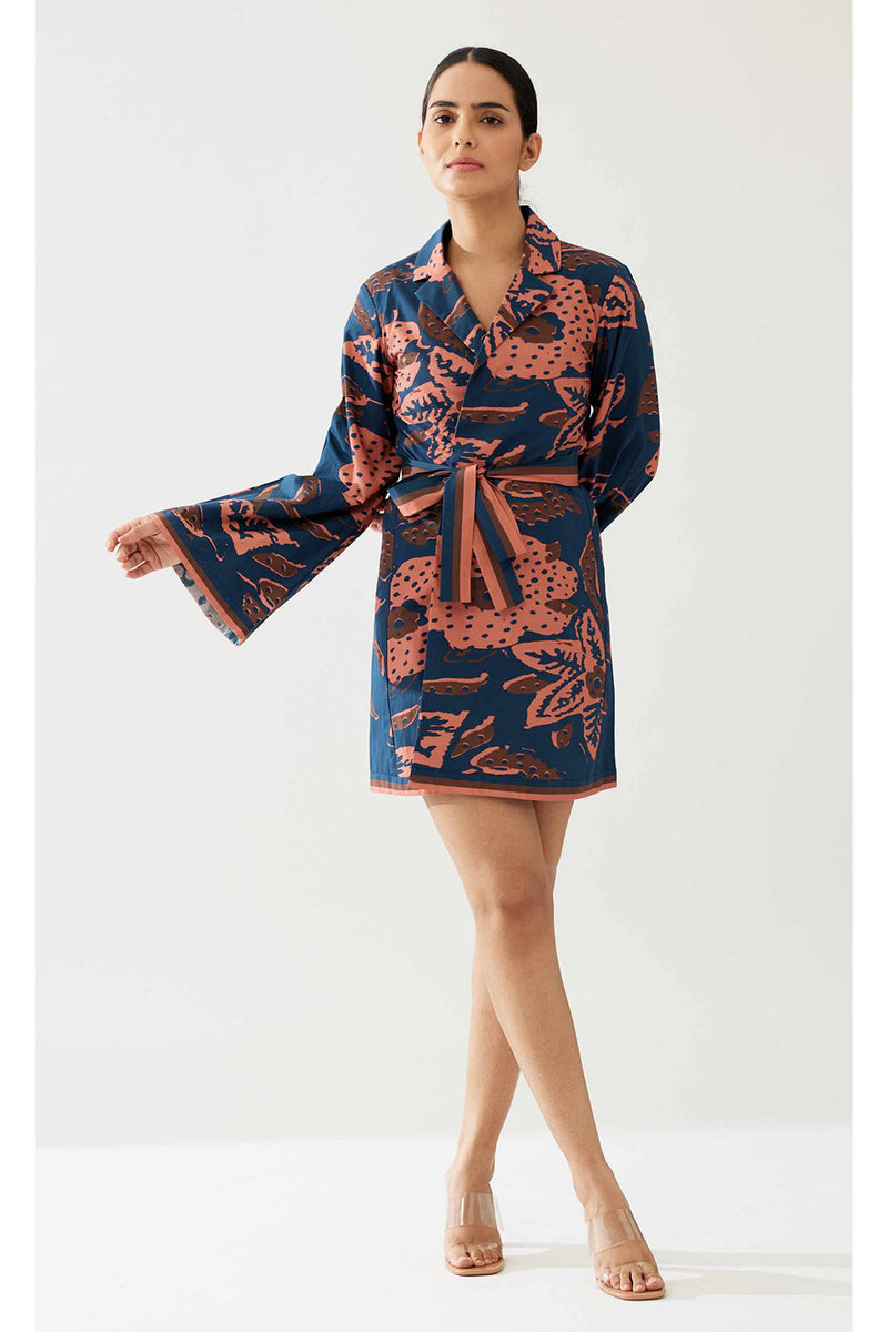 Dark Blue and Pink Floral Jacket