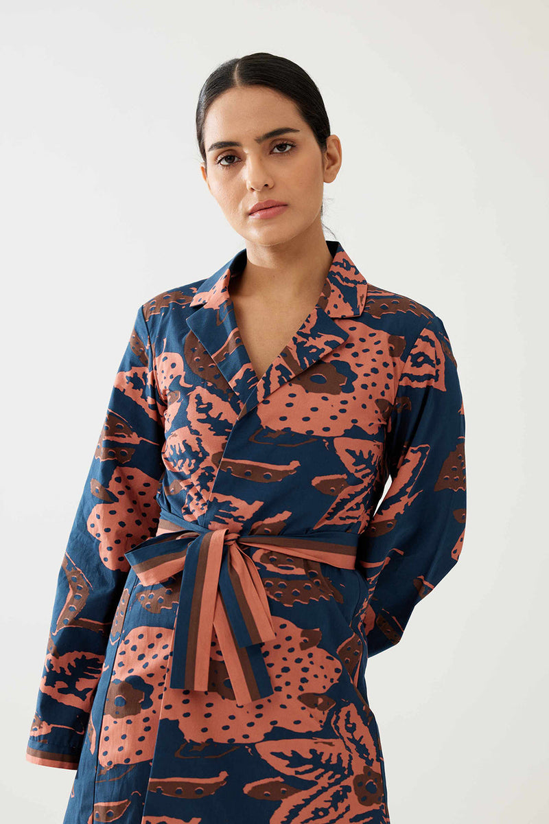Dark Blue and Pink Floral Jacket