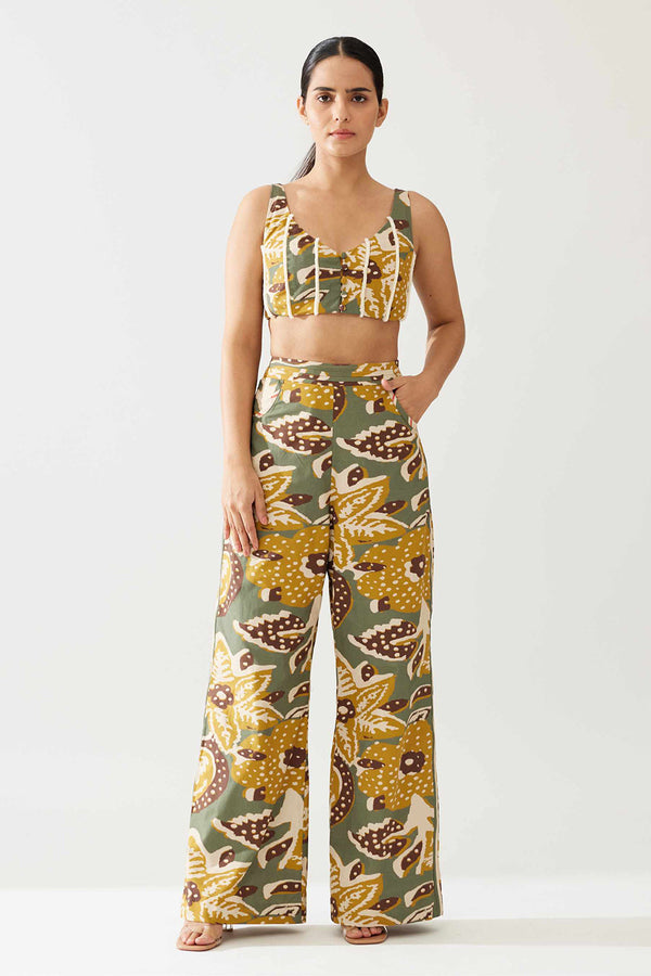 Olive and Mustard Floral Bustier