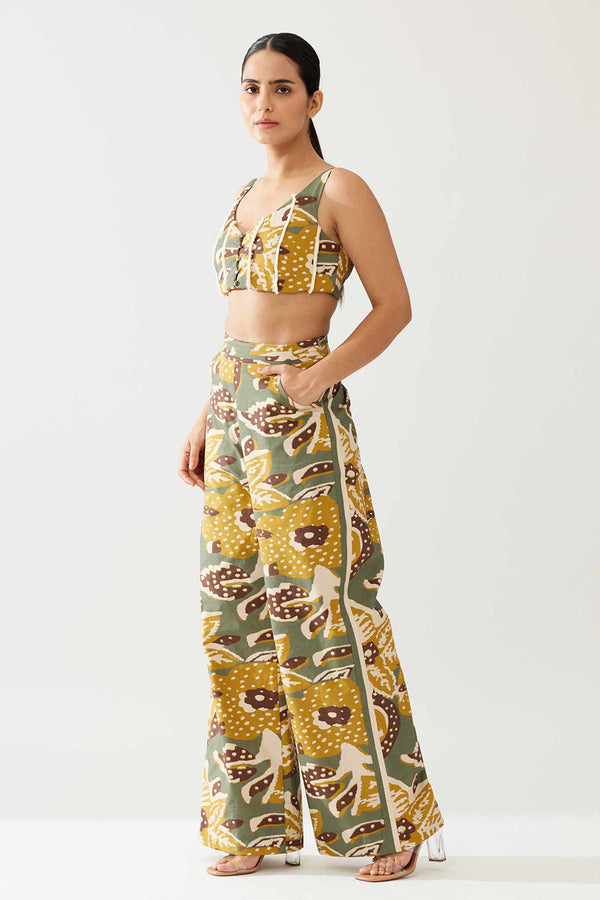 Olive and Mustard Floral Bustier