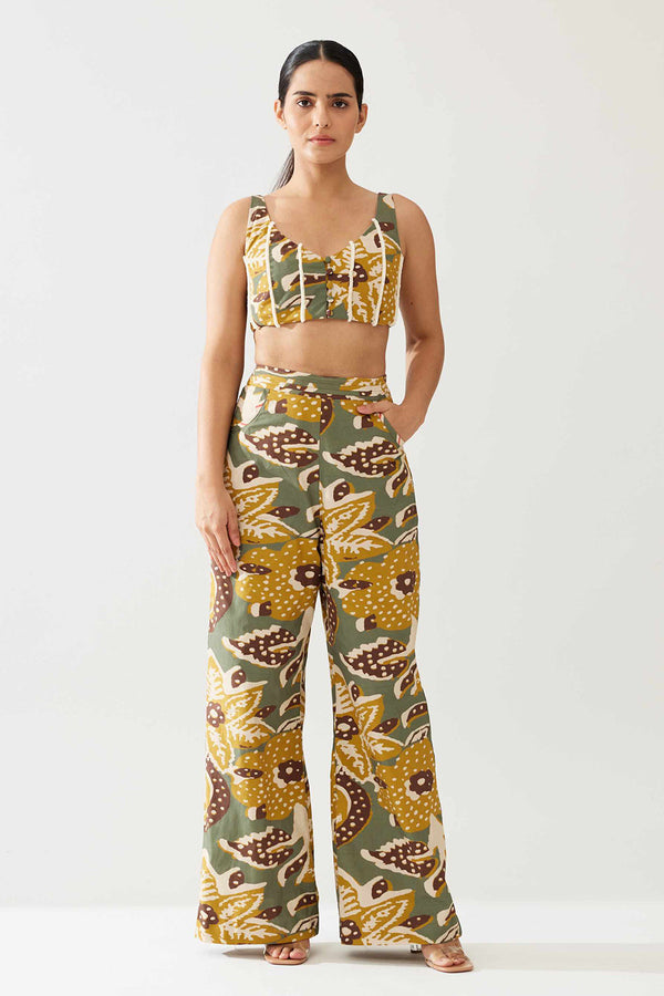 Olive and Mustard Floral Pants