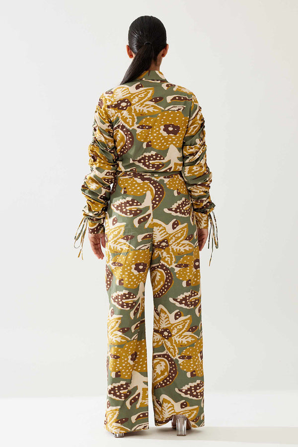 Olive and Mustard Floral Pants