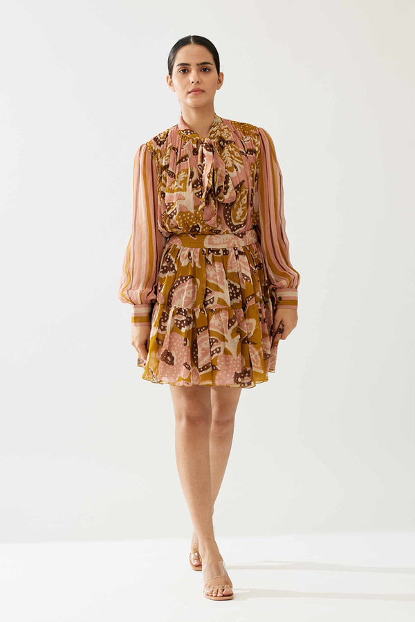 Pink and Mustard Floral Top