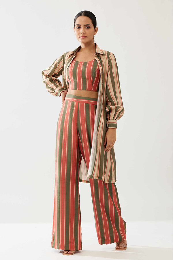 Red, Green and Cream Stripe Bustier
