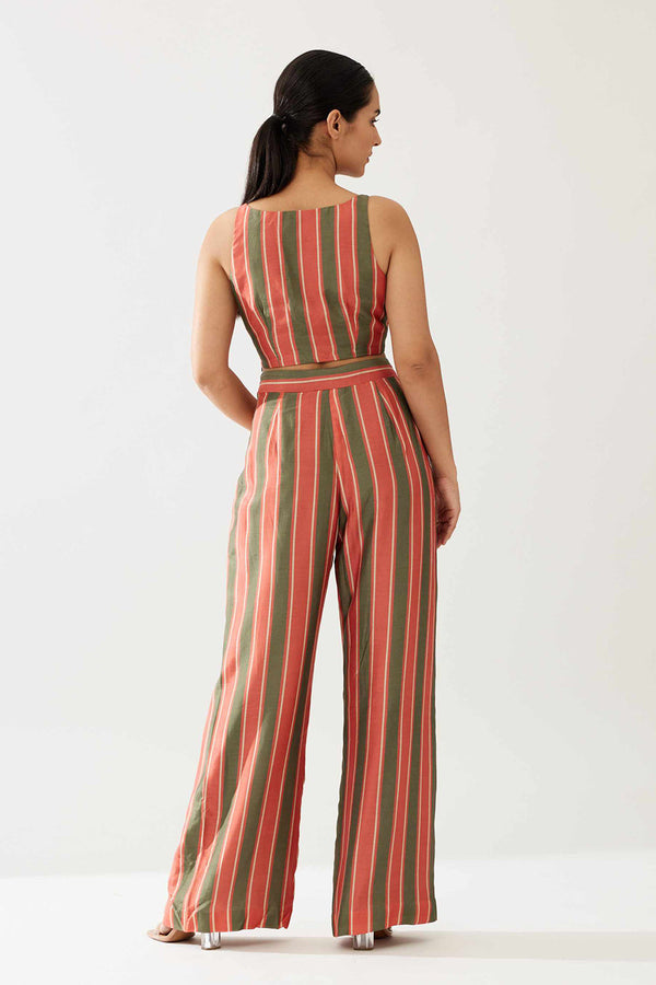 Red, Green and Cream Stripe Bustier