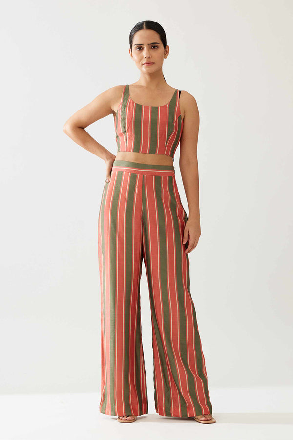 Red, Green and Cream Stripe Pants