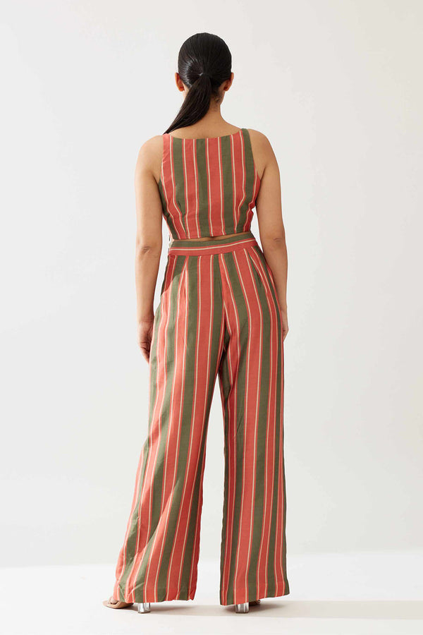 Red, Green and Cream Stripe Pants