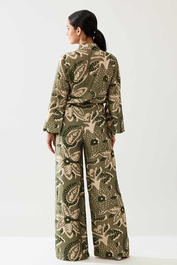 Green and Cream Floral Pants