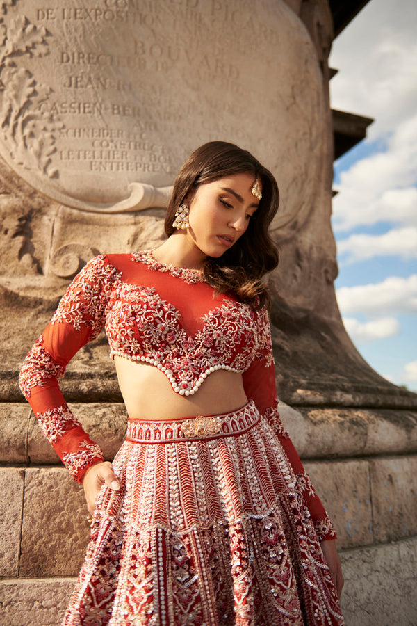 Full Sleeve- Red Lehenga Set