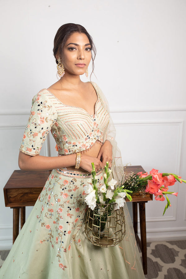 Brassica Mint Lehenga