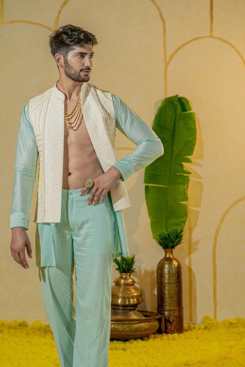 Hot Mint Kurta-Parallel Pant Set