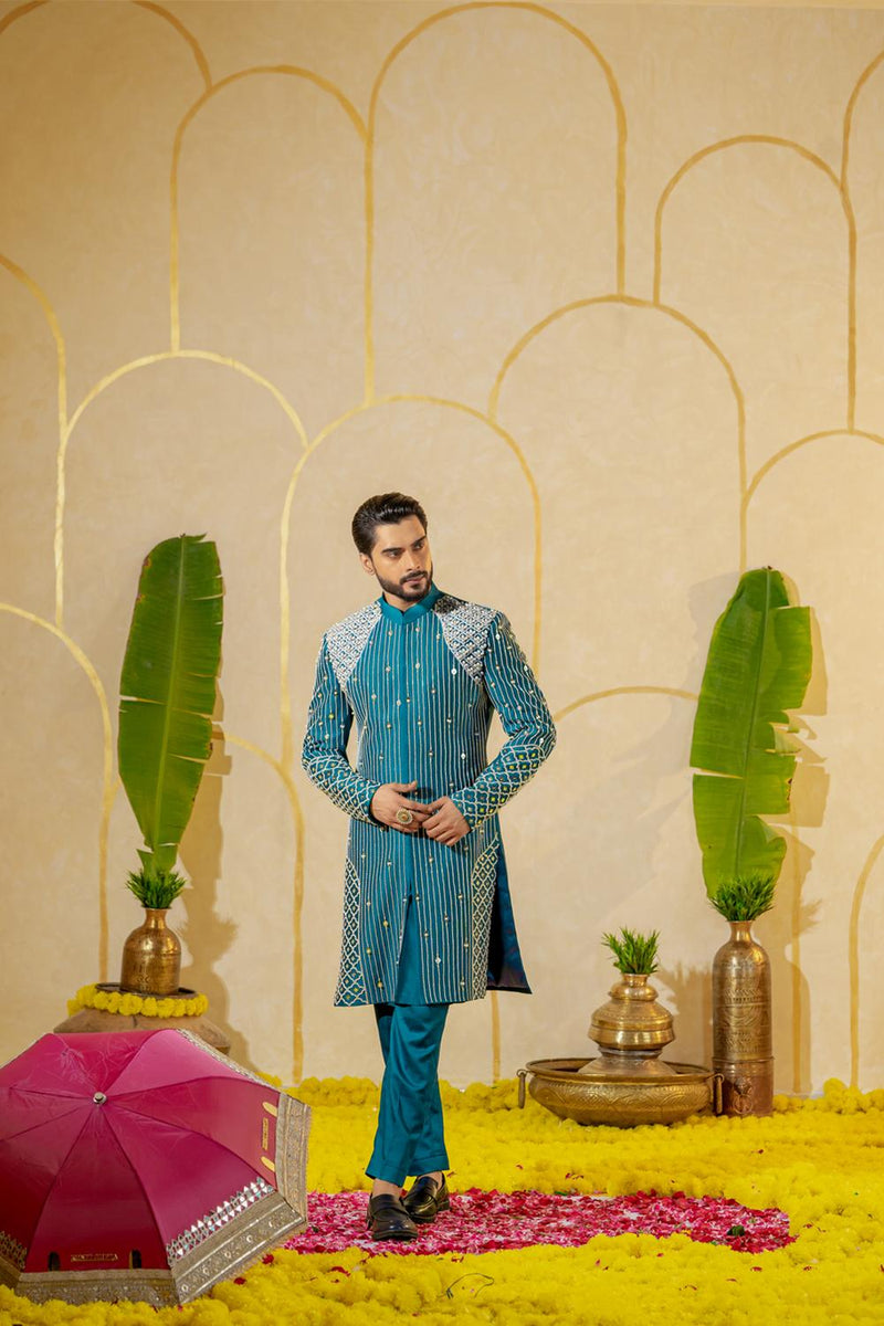 Blue Dhinchak Sherwani
