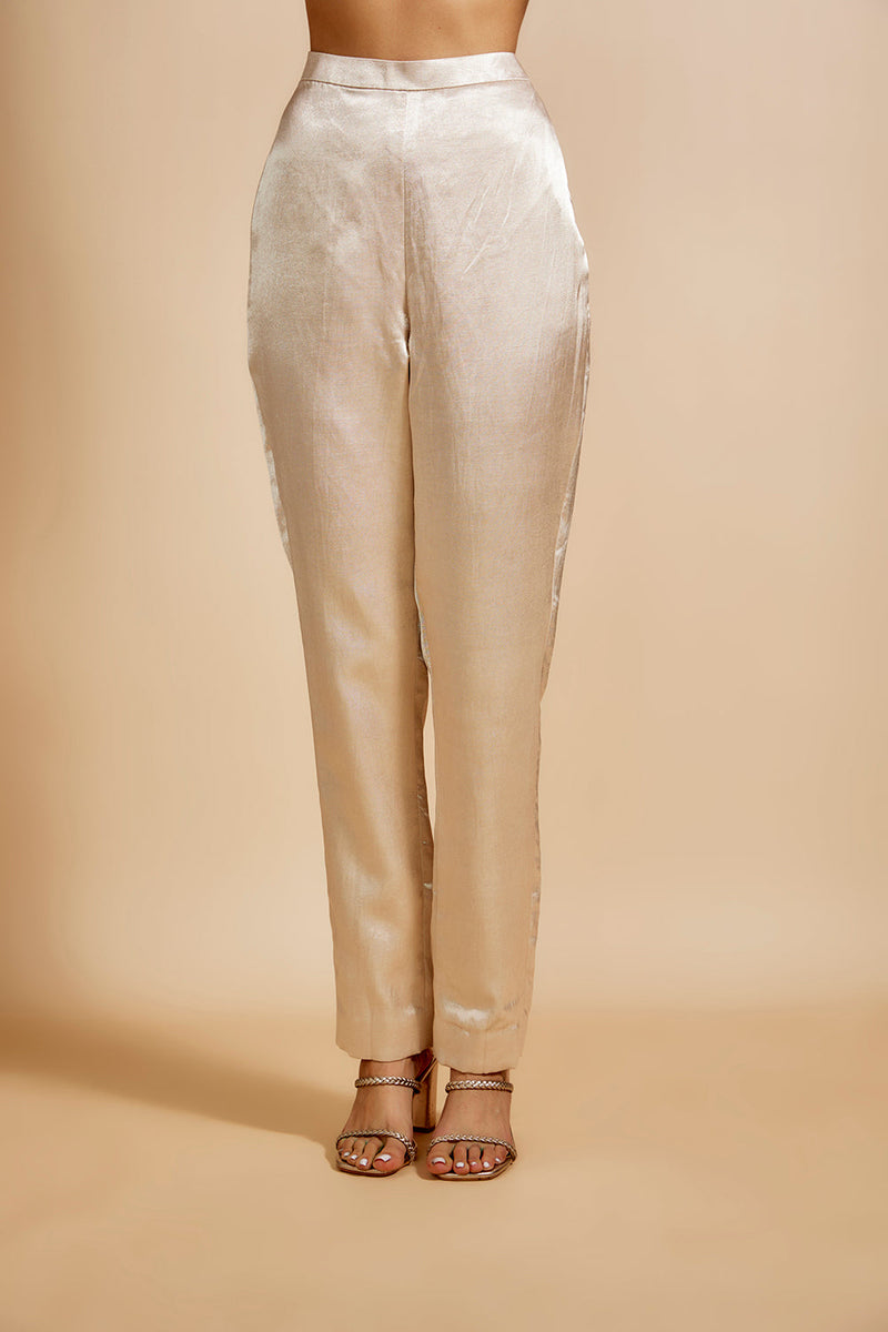 Beige Embroiderd jacket with Beige Top And Pant