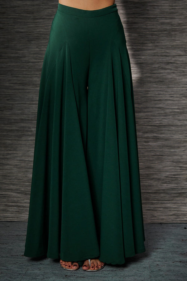 GREEN EMBROIDERED CHOLI AND PANEL PANTS SET