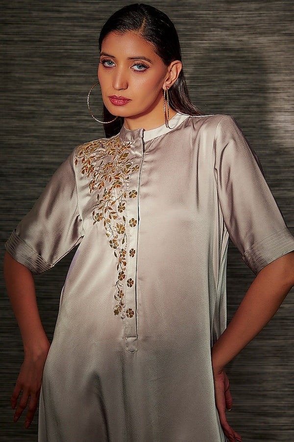 COFFEE DHOTI JUMPSUIT WITH MUKAISH EMBROIDERY