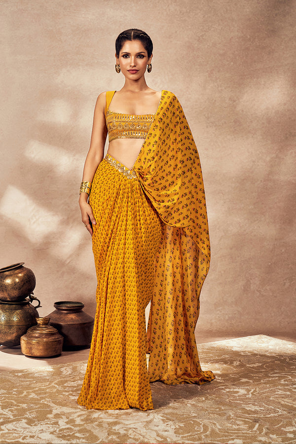 Yellow Pixie Dust Drape Saree