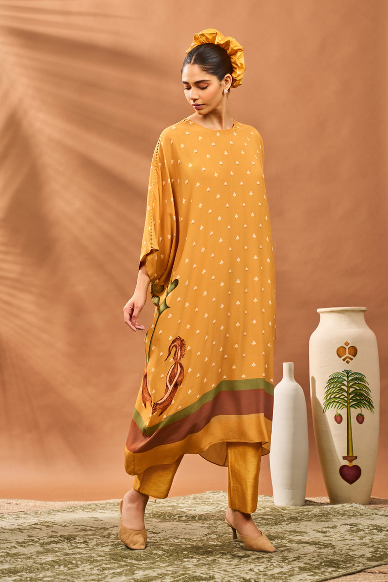 YELLOW SPADES BLOSSOM KURTA SET
