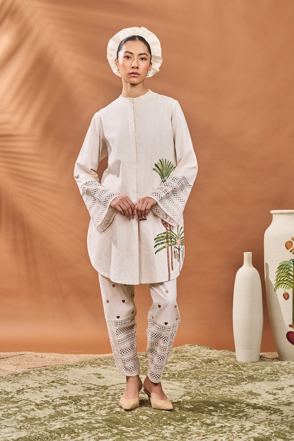 IVORY BLOOMING BOARD TUNIC SET