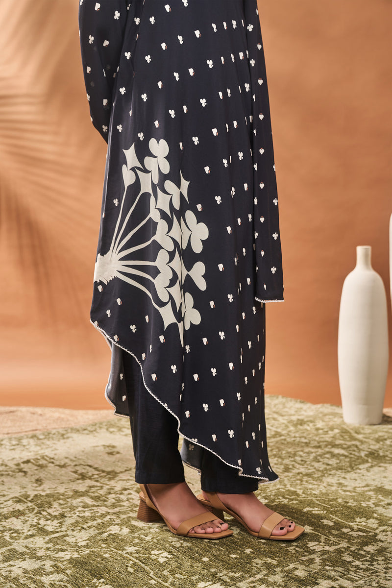 BLACK ALL FOURS ONE SHOULDER TUNIC SET