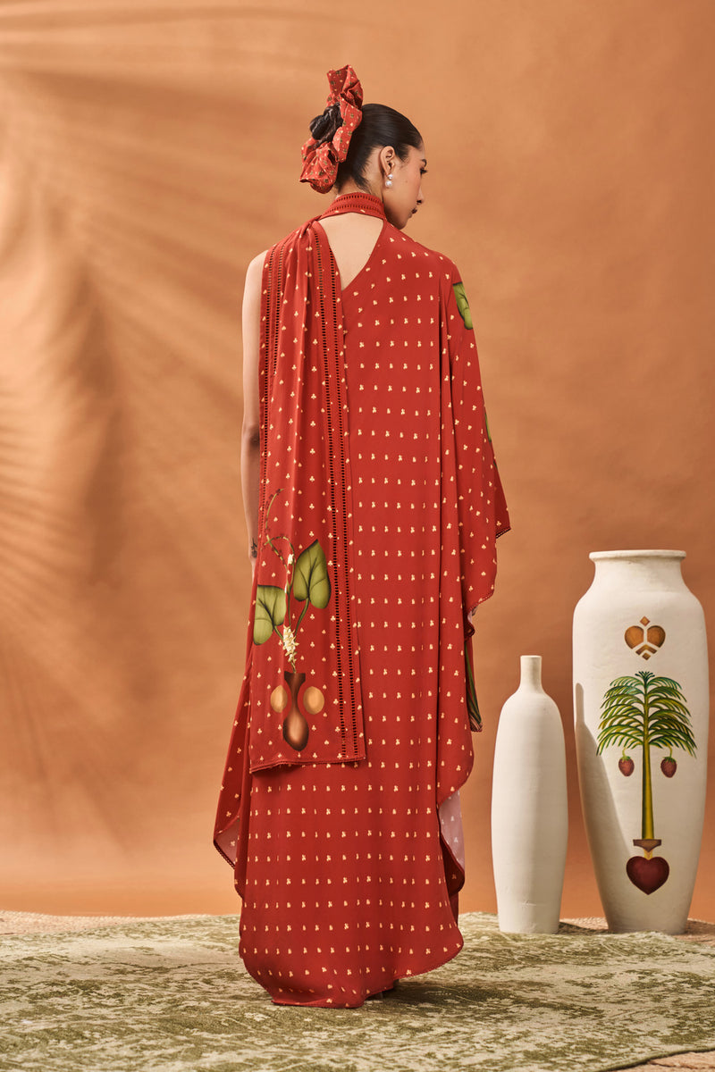 RED MEADOW ONE SHOULDER TUNIC SET