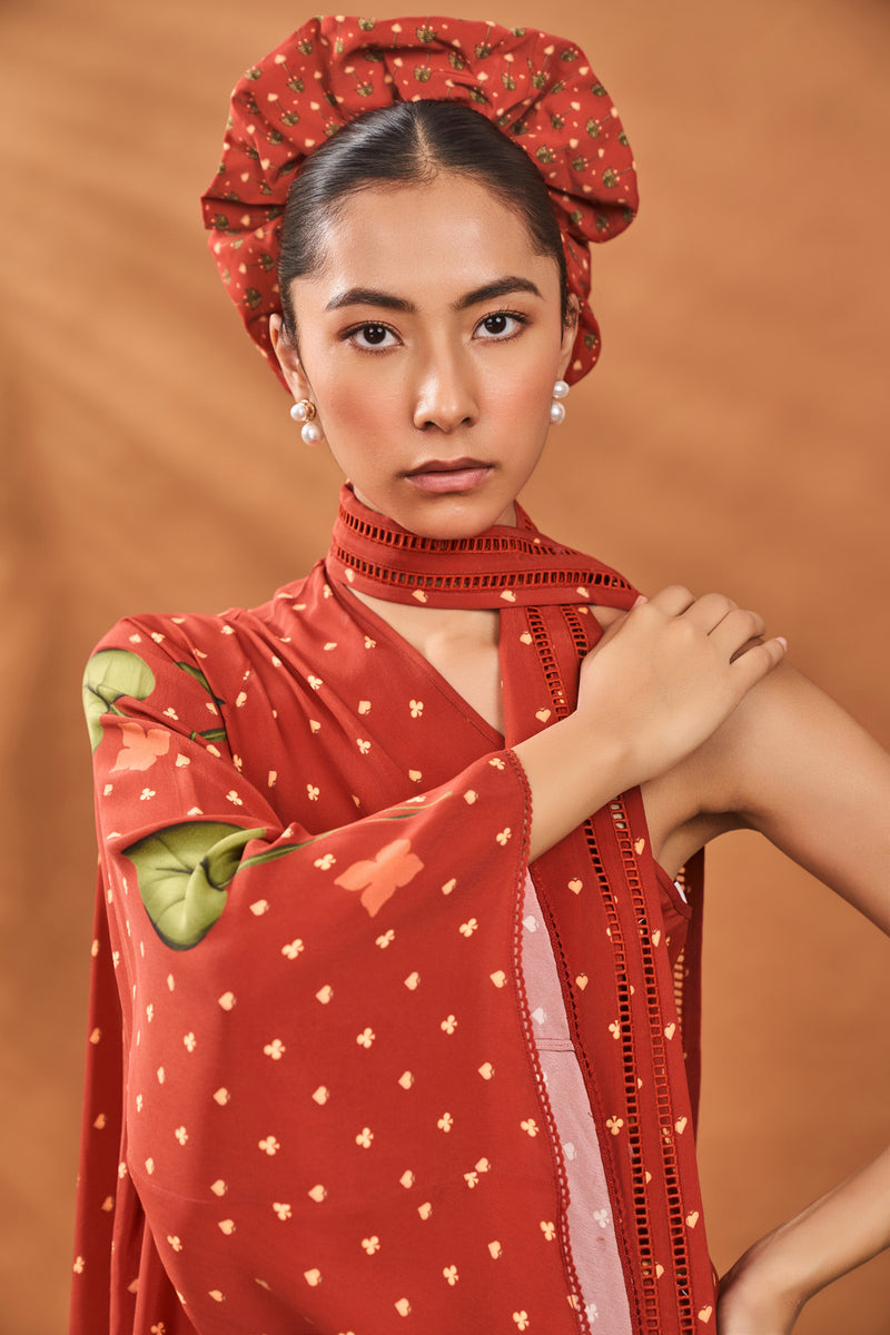 RED MEADOW ONE SHOULDER TUNIC SET