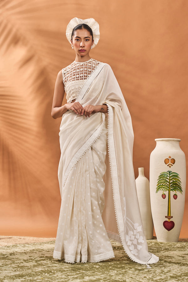 IVORY ALL FOURS SAREE