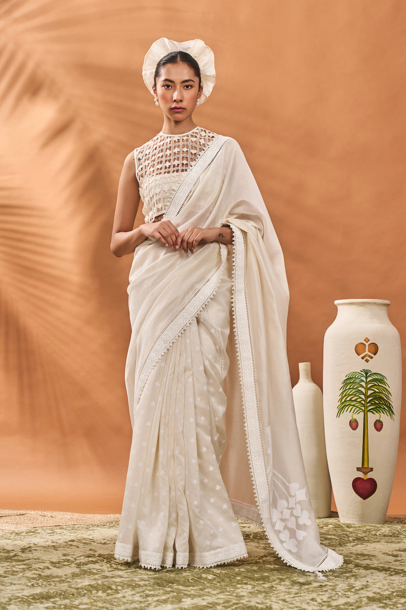 IVORY ALL FOURS SAREE