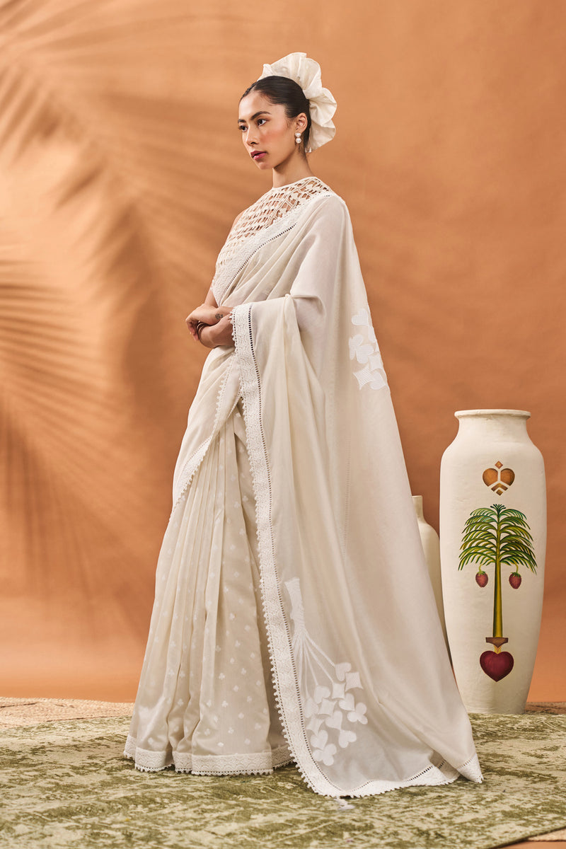 IVORY ALL FOURS SAREE