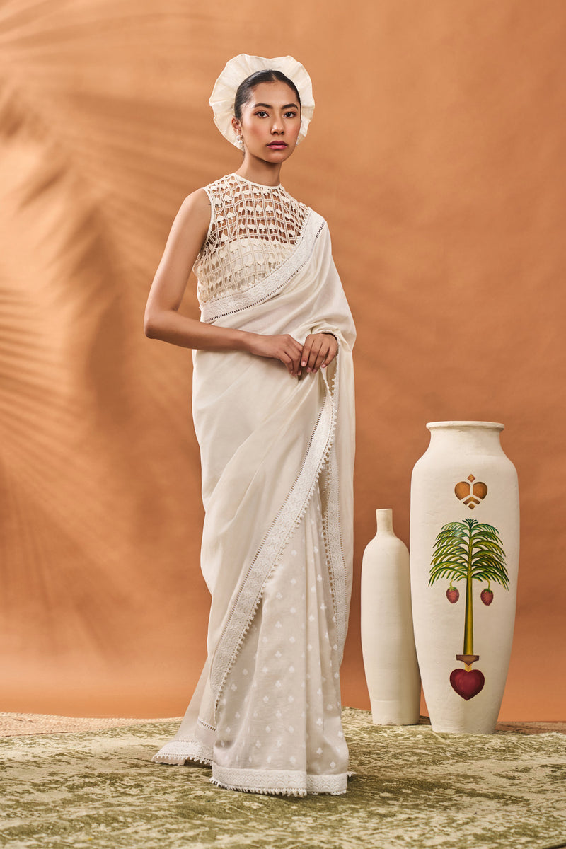 IVORY ALL FOURS SAREE