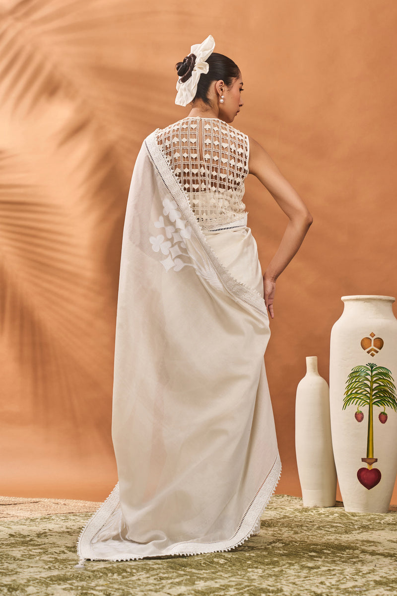 IVORY ALL FOURS SAREE
