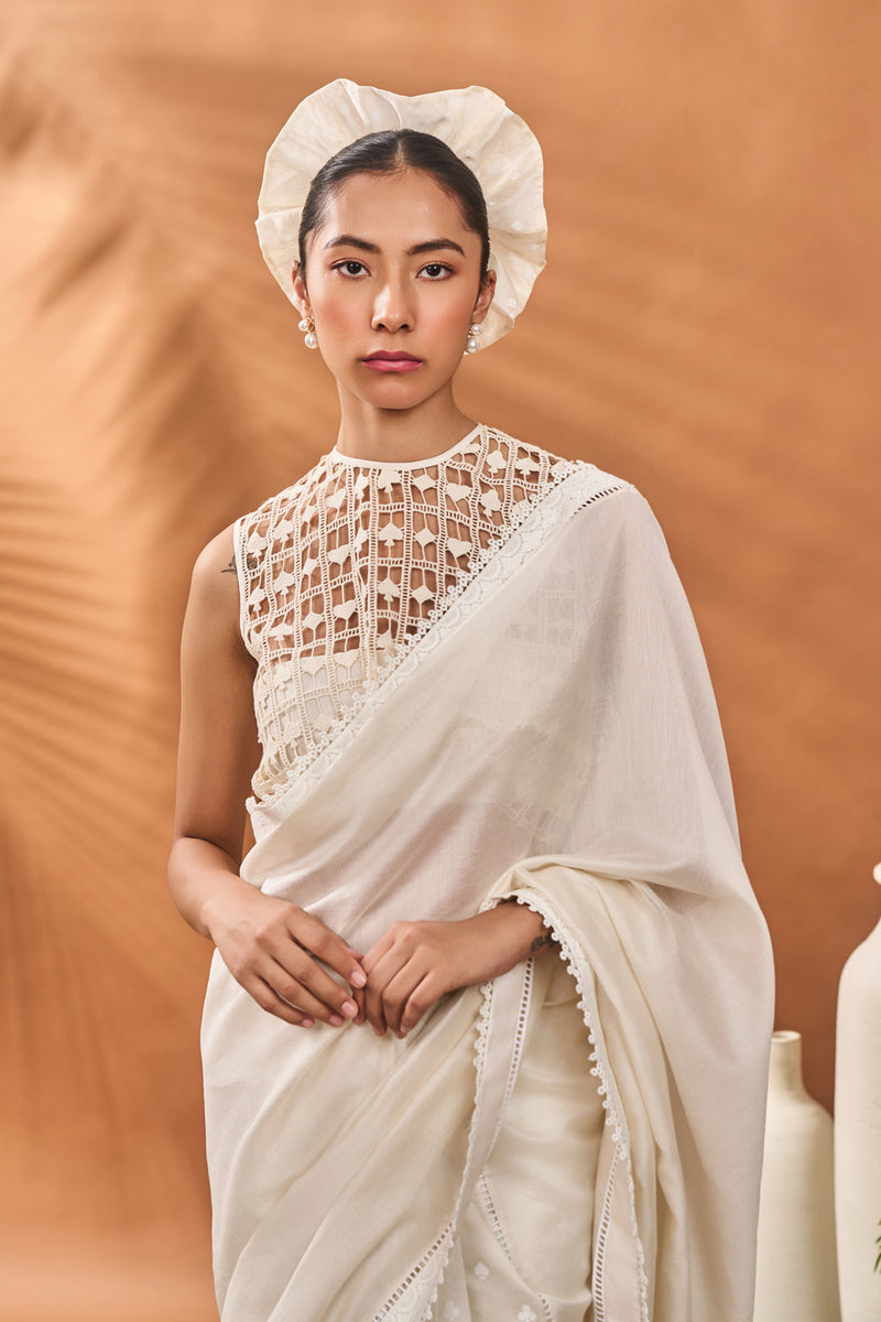 IVORY ALL FOURS SAREE