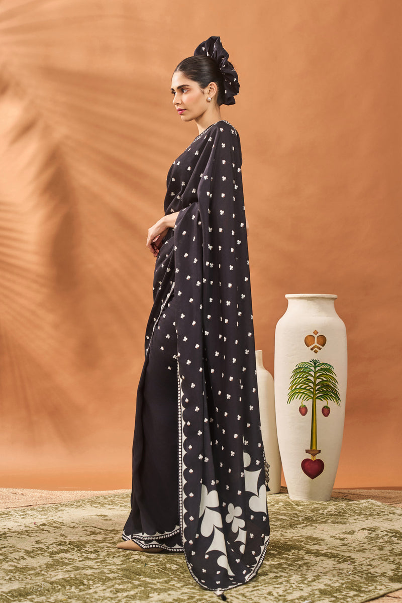 BLACK ALL FOURS SAREE