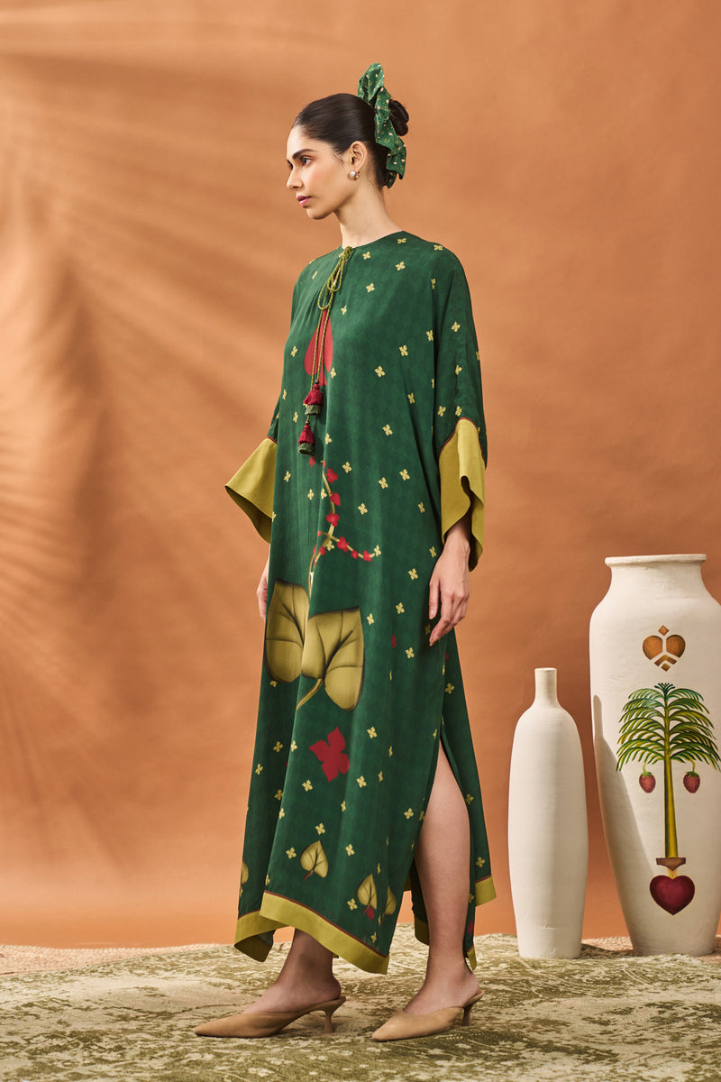 GREEN CLOVER CHECKS KAFTAN