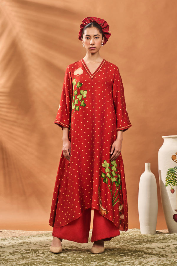 RUST SPADE BLOSSOM KAFTAN SET