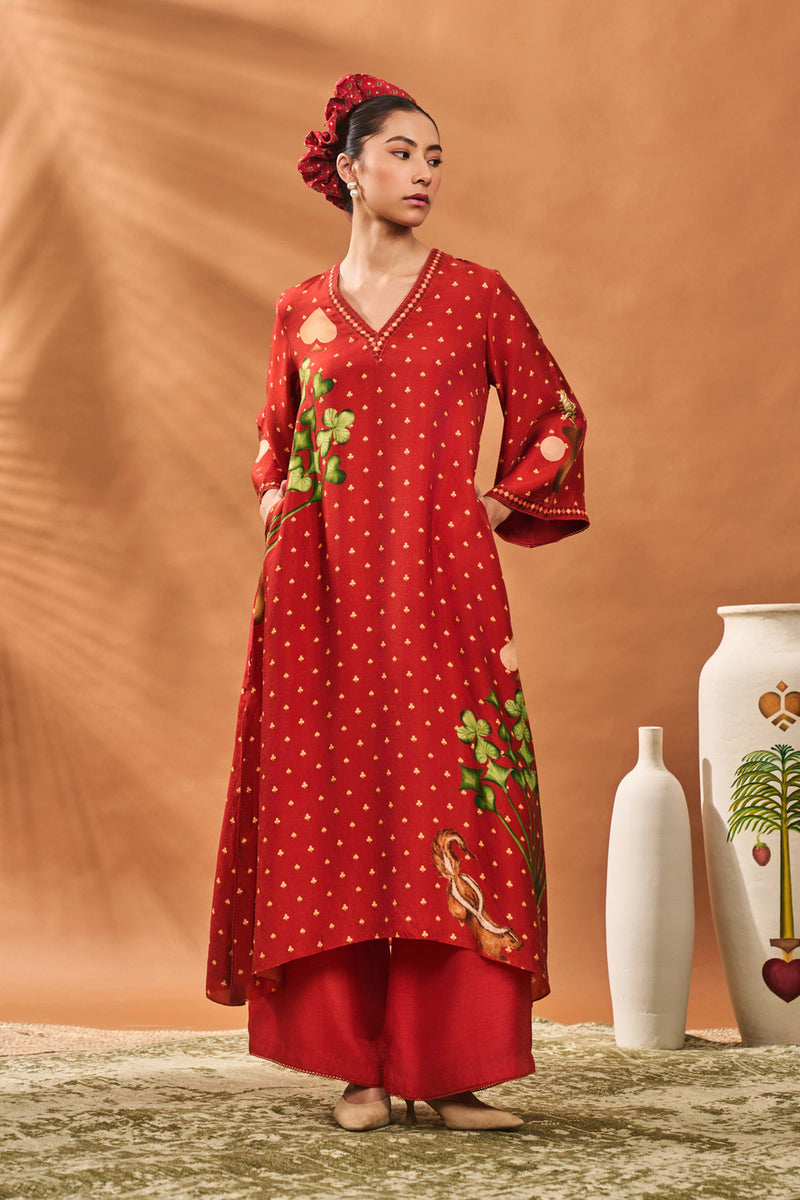 RUST SPADE BLOSSOM KAFTAN SET