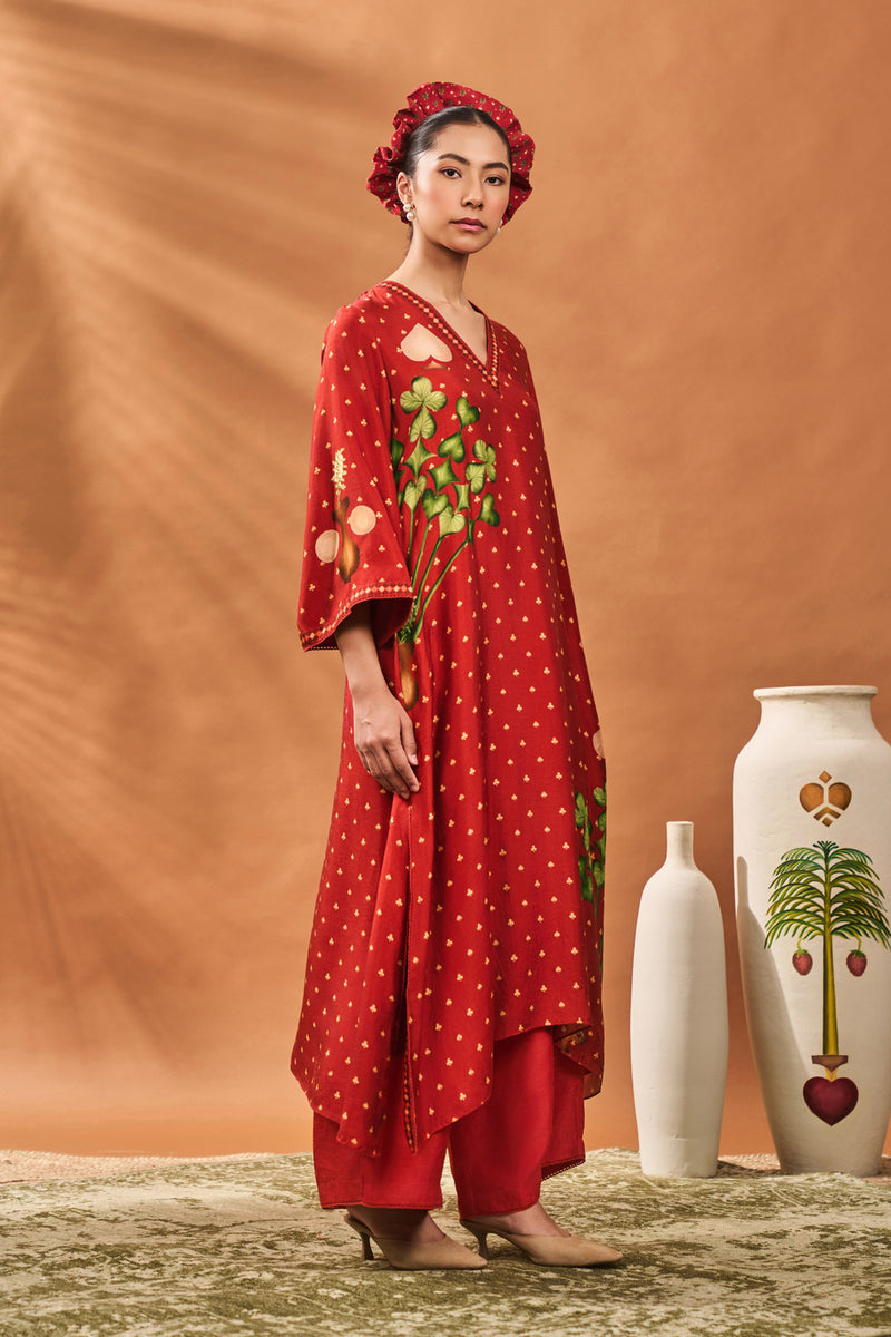 RUST SPADE BLOSSOM KAFTAN SET