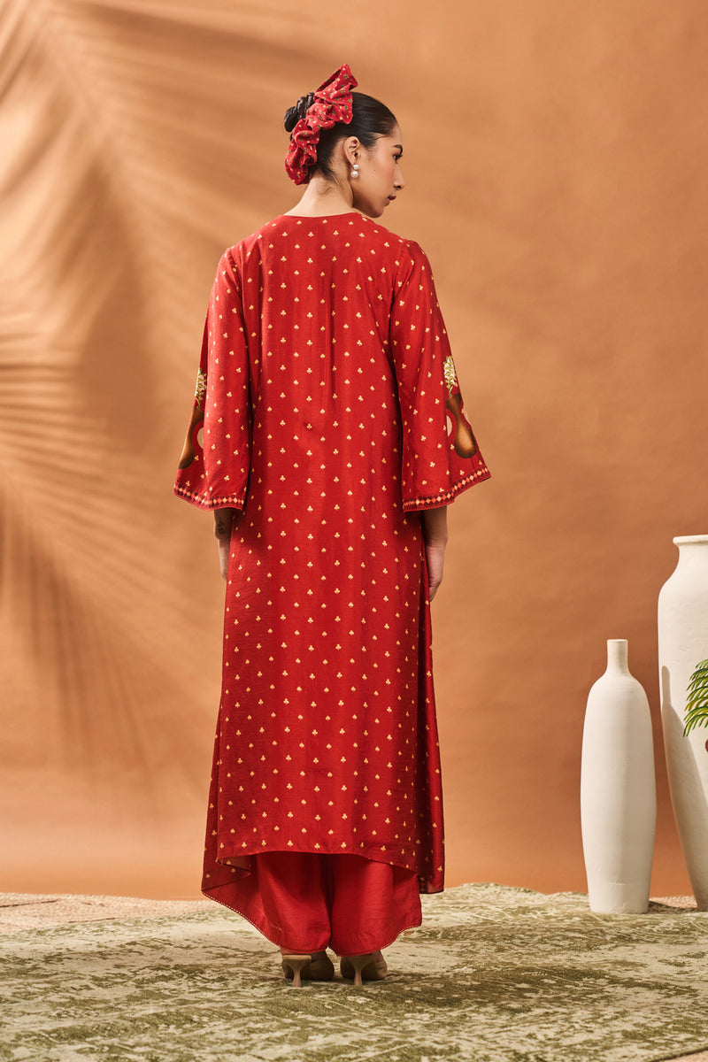 RUST SPADE BLOSSOM KAFTAN SET
