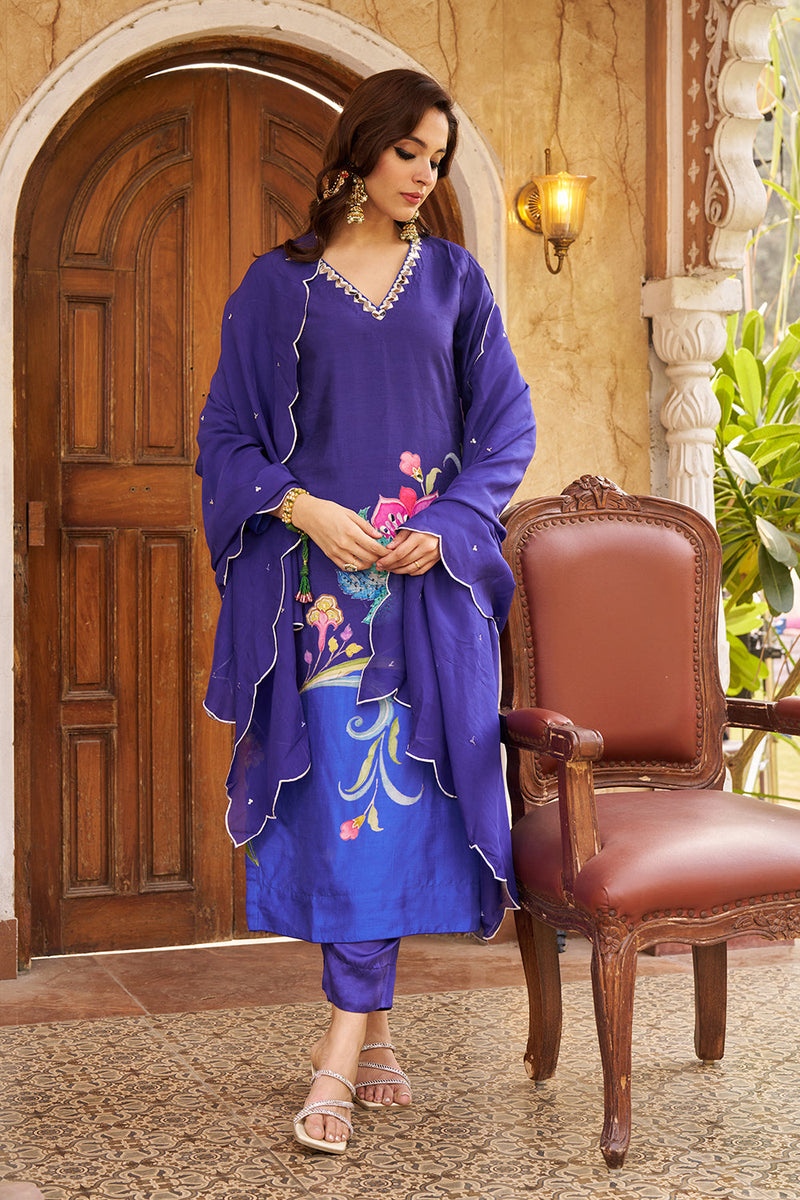 Nayaab Blue Kurta Set