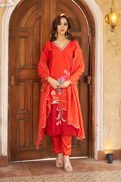 Nayaab Burnt Orange Kurta Set
