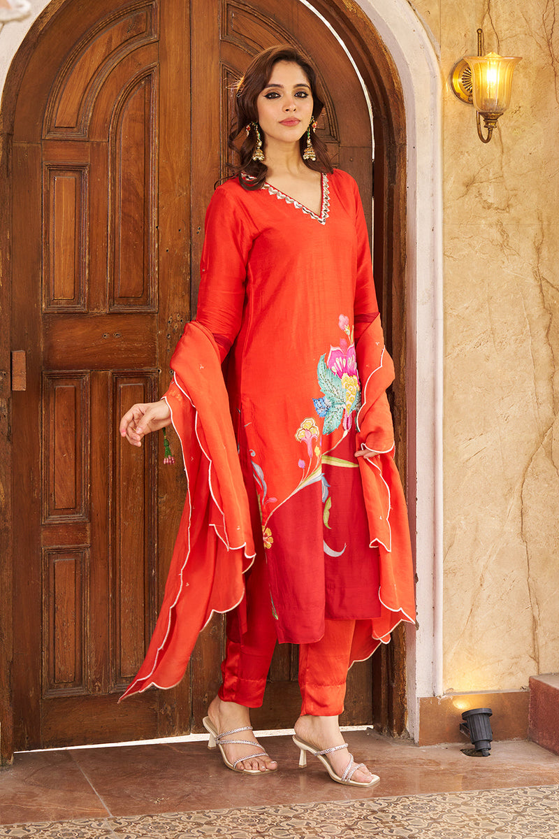 Nayaab Burnt Orange Kurta Set