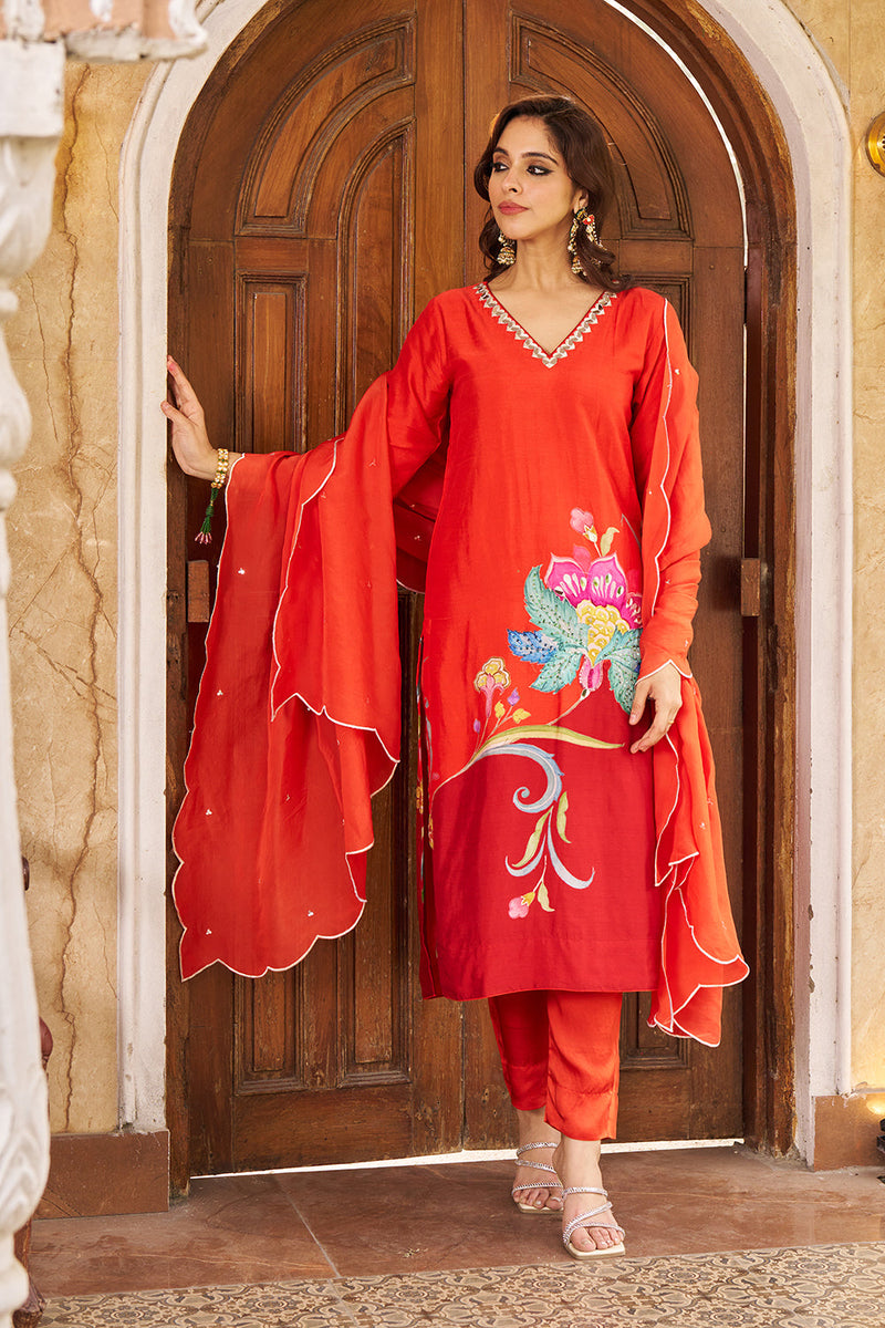 Nayaab Burnt Orange Kurta Set