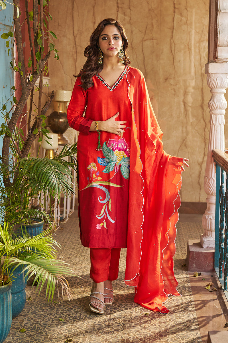 Nayaab Burnt Orange Kurta Set