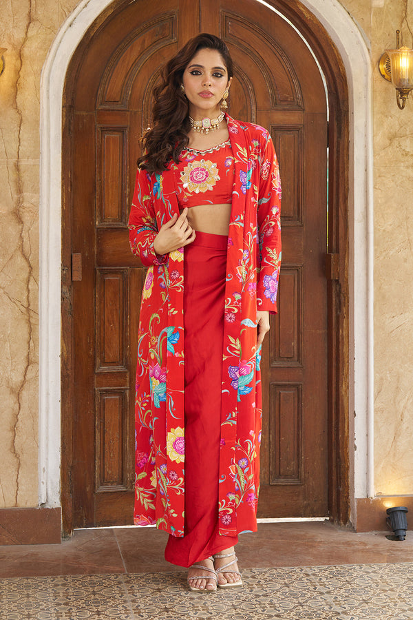 Bareen Burnt Orange Jacket W/Skirt Set