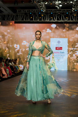 Mint Green Long Jacket With Palazzo Set